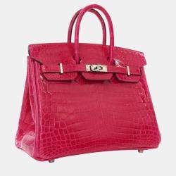 Hermes Rose Mexico Niloticus Crocodile Leather Birkin 25 Bag