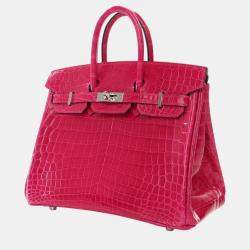 Hermes Rose Mexico Niloticus Crocodile Leather Birkin 25 Bag