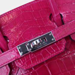 Hermes Rose Mexico Niloticus Crocodile Leather Birkin 25 Bag