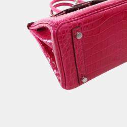 Hermes Rose Mexico Niloticus Crocodile Leather Birkin 25 Bag
