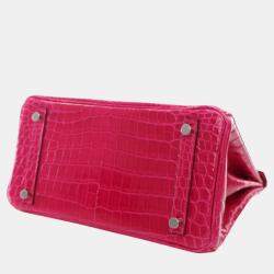 Hermes Rose Mexico Niloticus Crocodile Leather Birkin 25 Bag