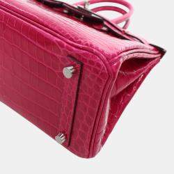 Hermes Rose Mexico Niloticus Crocodile Leather Birkin 25 Bag