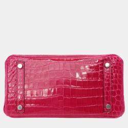 Hermes Rose Mexico Niloticus Crocodile Leather Birkin 25 Bag