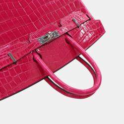 Hermes Rose Mexico Niloticus Crocodile Leather Birkin 25 Bag