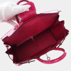 Hermes Rose Mexico Niloticus Crocodile Leather Birkin 25 Bag