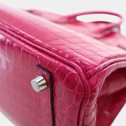 Hermes Rose Mexico Niloticus Crocodile Leather Birkin 25 Bag