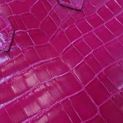 Hermes Rose Mexico Niloticus Crocodile Leather Birkin 25 Bag