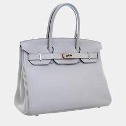 Hermes Bleu Glacier Togo Leather Birkin 30 Bag
