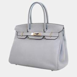 Hermes Bleu Glacier Togo Leather Birkin 30 Bag