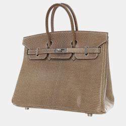 Pre Owned Hermes Ficelle Lizard Leather Birkin 25 Bag