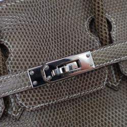 Pre Owned Hermes Ficelle Lizard Leather Birkin 25 Bag