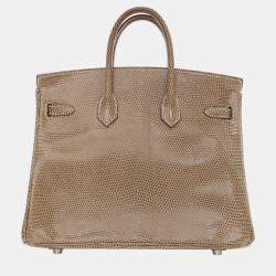 Pre Owned Hermes Ficelle Lizard Leather Birkin 25 Bag