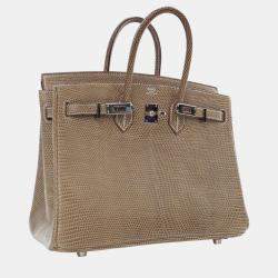Pre Owned Hermes Ficelle Lizard Leather Birkin 25 Bag