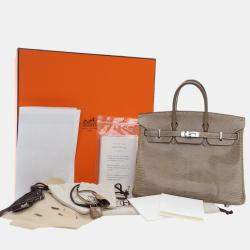 Pre Owned Hermes Ficelle Lizard Leather Birkin 25 Bag