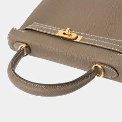 Hermes Etoupe Togo Leather Gold Finish Kelly 25