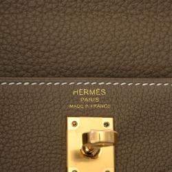 Hermes Etoupe Togo Leather Gold Finish Kelly 25