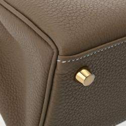 Hermes Etoupe Togo Leather Gold Finish Kelly 25