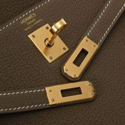 Hermes Etoupe Togo Leather Gold Finish Kelly 25
