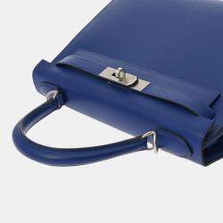 Hermes Blue Electric Togo Leather Kelly 28 Bag