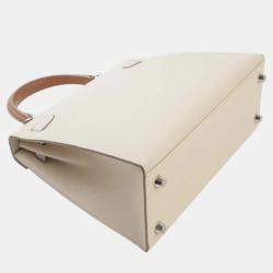 Hermes Craie/Gold/Mauve Epsom Leather Palladium Finish Kelly Sellier 25
