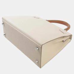 Hermes Craie/Gold/Mauve Epsom Leather Palladium Finish Kelly Sellier 25