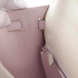 Hermes Craie/Gold/Mauve Epsom Leather Palladium Finish Kelly Sellier 25