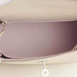 Hermes Craie/Gold/Mauve Epsom Leather Palladium Finish Kelly Sellier 25