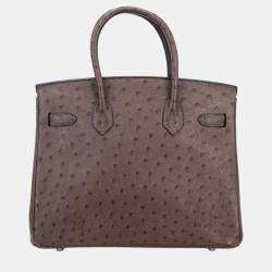 Pre Owned Hermes Ebene Ostrich Leather Birkin 30 Bag