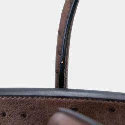 Pre Owned Hermes Ebene Ostrich Leather Birkin 30 Bag