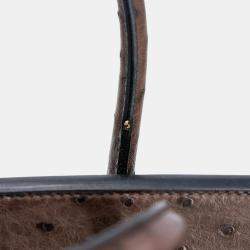 Pre Owned Hermes Ebene Ostrich Leather Birkin 30 Bag