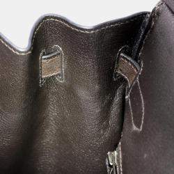 Pre Owned Hermes Ebene Ostrich Leather Birkin 30 Bag