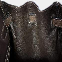 Pre Owned Hermes Ebene Ostrich Leather Birkin 30 Bag