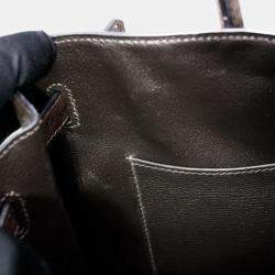 Pre Owned Hermes Ebene Ostrich Leather Birkin 30 Bag