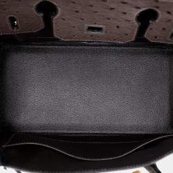 Pre Owned Hermes Ebene Ostrich Leather Birkin 30 Bag