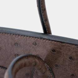 Pre Owned Hermes Ebene Ostrich Leather Birkin 30 Bag