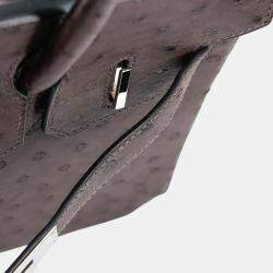 Pre Owned Hermes Ebene Ostrich Leather Birkin 30 Bag
