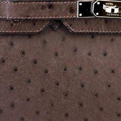 Pre Owned Hermes Ebene Ostrich Leather Birkin 30 Bag