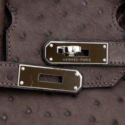 Pre Owned Hermes Ebene Ostrich Leather Birkin 30 Bag