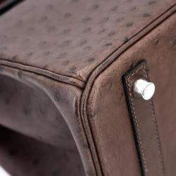 Pre Owned Hermes Ebene Ostrich Leather Birkin 30 Bag