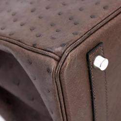Pre Owned Hermes Ebene Ostrich Leather Birkin 30 Bag