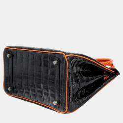 Hermes Orange and Black Niloticus Crocodile Leather Birkin 30
