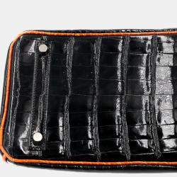 Hermes Orange and Black Niloticus Crocodile Leather Birkin 30