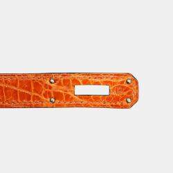 Hermes Orange and Black Niloticus Crocodile Leather Birkin 30