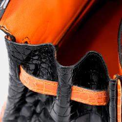 Hermes Orange and Black Niloticus Crocodile Leather Birkin 30
