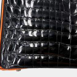 Hermes Orange and Black Niloticus Crocodile Leather Birkin 30