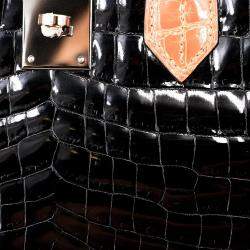 Hermes Orange and Black Niloticus Crocodile Leather Birkin 30