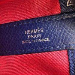 مملوكة مسبقًا Hermes Blue Leather and Silk Sac Soi Cool Bag