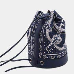 مملوكة مسبقًا Hermes Blue Leather and Silk Sac Soi Cool Bag