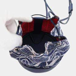 مملوكة مسبقًا Hermes Blue Leather and Silk Sac Soi Cool Bag