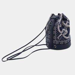 مملوكة مسبقًا Hermes Blue Leather and Silk Sac Soi Cool Bag